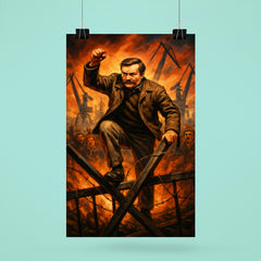 Lech Walesa over Gdansk shipyard barricades poster 6