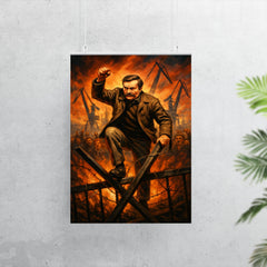 Lech Walesa over Gdansk shipyard barricades poster 7
