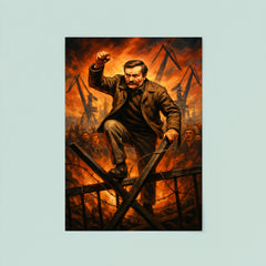 Lech Walesa over Gdansk shipyard barricades poster 8