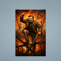 Lech Walesa over Gdansk shipyard barricades poster 9