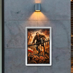 Lech Walesa scaling shipyard gates poster 2