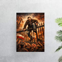 Lech Walesa scaling shipyard gates poster 7