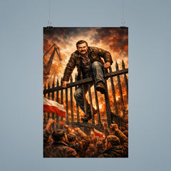 Lech Walesa scaling shipyard gates poster 9