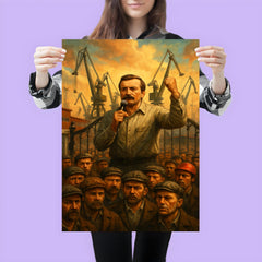 Lech Walesa shipyard gate strike scene poster 3