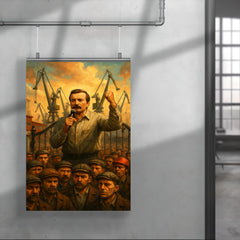 Lech Walesa shipyard gate strike scene poster 4