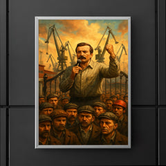 Lech Walesa shipyard gate strike scene poster 5