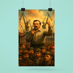 Lech Walesa shipyard gate strike scene poster 6