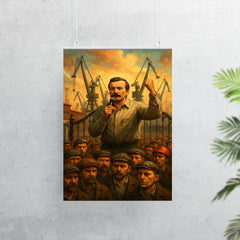 Lech Walesa shipyard gate strike scene poster 7