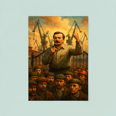 Lech Walesa shipyard gate strike scene poster 8
