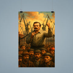 Lech Walesa shipyard gate strike scene poster 9