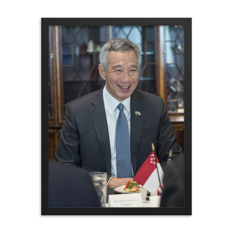 Lee Hsien Loong framed print on a plain backdrop in size 18