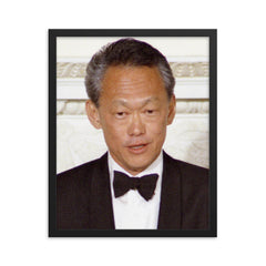 Lee Kuan Yew framed print on a plain backdrop in size 16"x20".