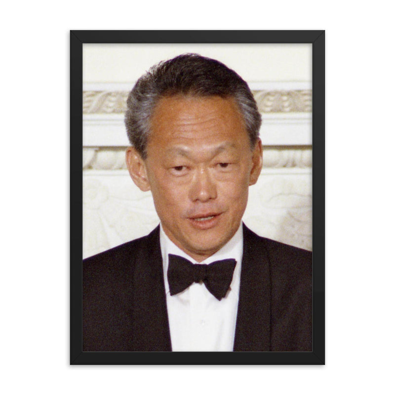 Lee Kuan Yew framed print on a plain backdrop in size 18