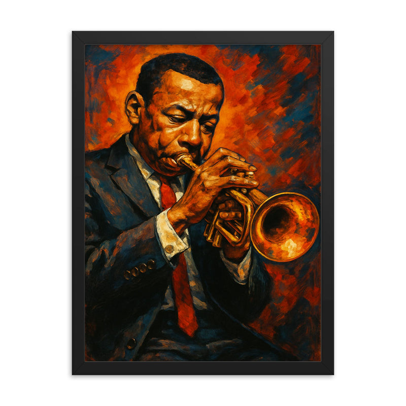 Lee Morgan framed print on a plain backdrop in size 18