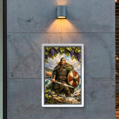 Leif Erikson beneath Vinland grapevines and surf poster 2