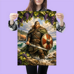 Leif Erikson beneath Vinland grapevines and surf poster 3