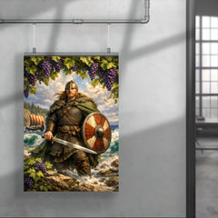 Leif Erikson beneath Vinland grapevines and surf poster 4