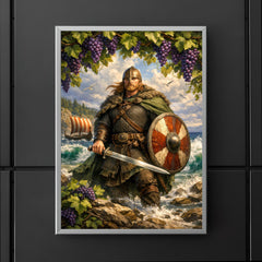 Leif Erikson beneath Vinland grapevines and surf poster 5