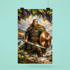 Leif Erikson beneath Vinland grapevines and surf poster 6