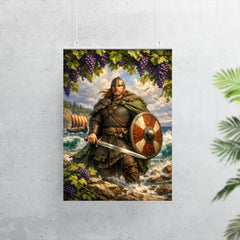 Leif Erikson beneath Vinland grapevines and surf poster 7