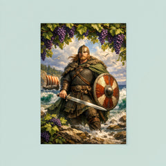 Leif Erikson beneath Vinland grapevines and surf poster 8