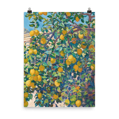 Lemon Trees in La Mortola, 1921 by Theo van Rysselberghe poster on a plain backdrop in size 8"x10".