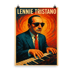 Lennie Tristano poster on a plain backdrop in size 8"x10".