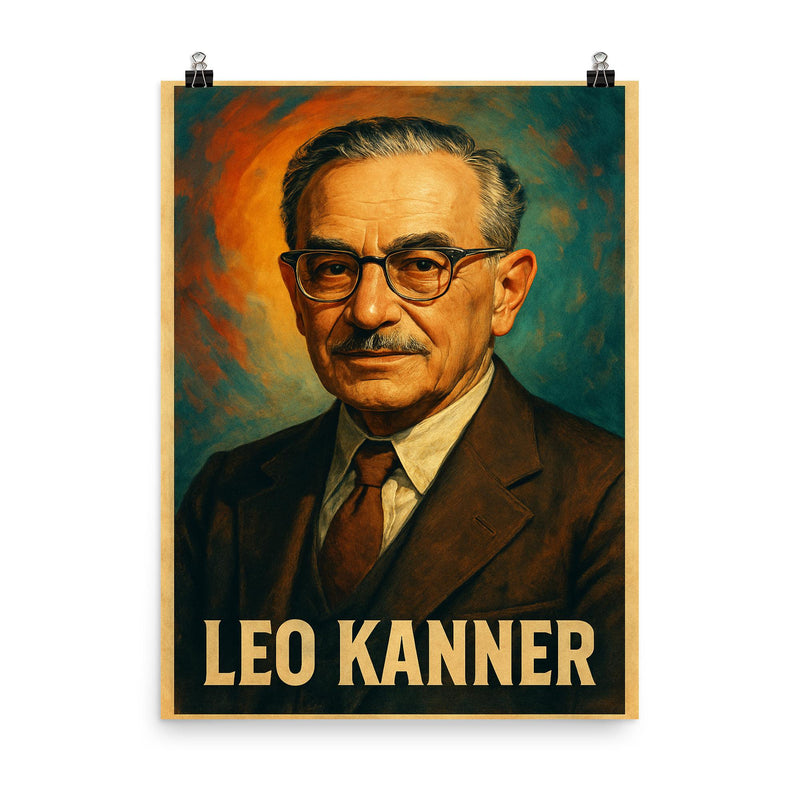 Leo Kanner poster on a plain backdrop in size 8