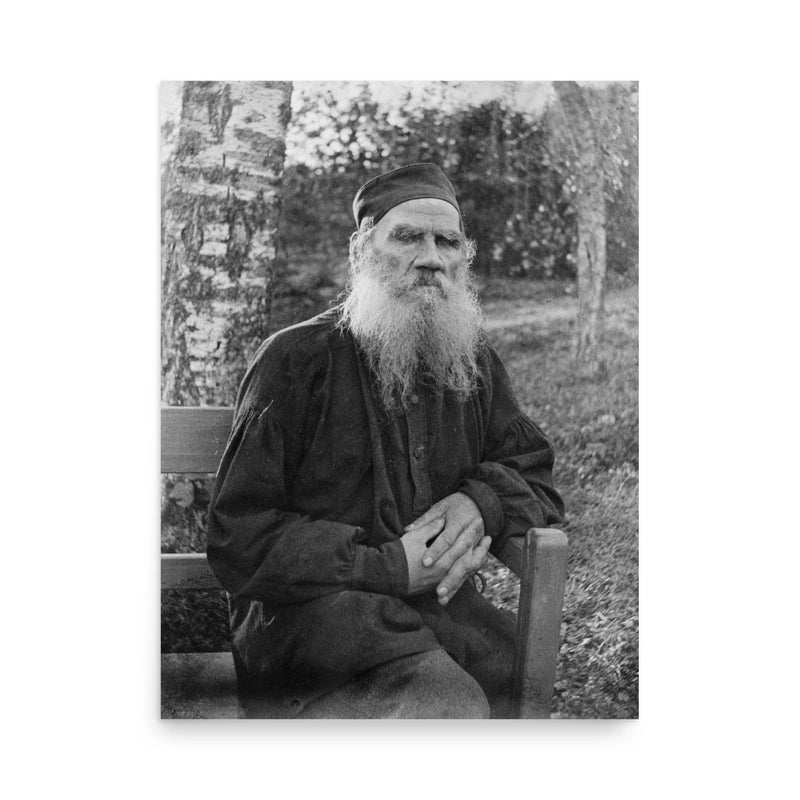 Leo Tolstoy poster on a plain backdrop in size 18