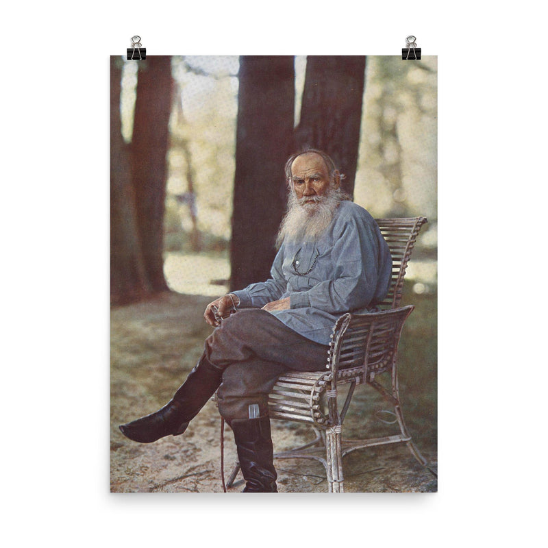 Leo Tolstoy Tri-Color Composite Lithograph, 1908 poster on a plain backdrop in size 8