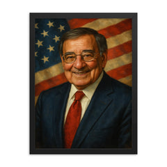 Leon Panetta framed print on a plain backdrop in size 18"x24".