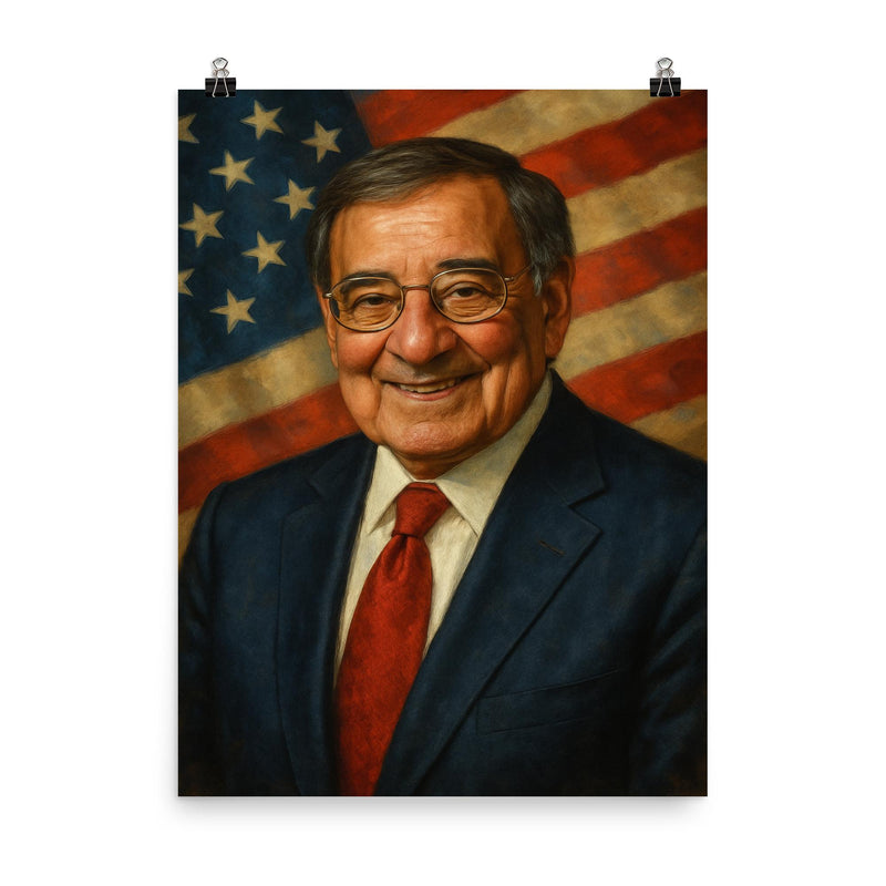 Leon Panetta poster on a plain backdrop in size 8