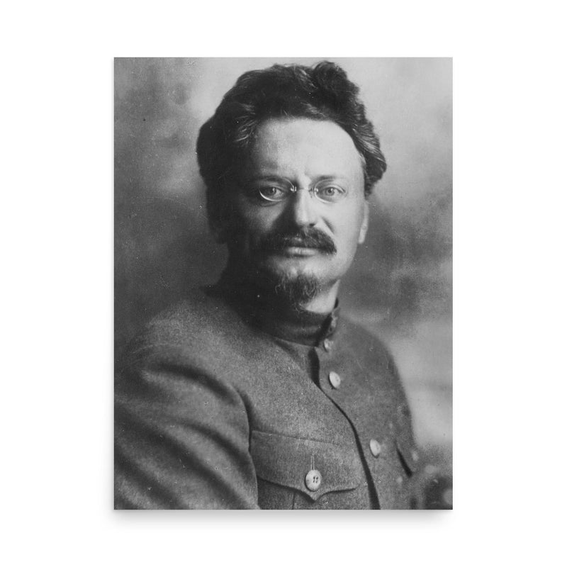 Leon Trotsky poster on a plain backdrop in size 18