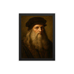 Leonardo da Vinci framed print on a plain backdrop in size 12"x16".