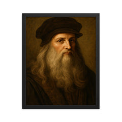Leonardo da Vinci framed print on a plain backdrop in size 16"x20".