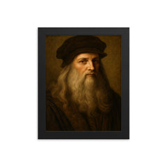 Leonardo da Vinci framed print on a plain backdrop in size 8"x10".