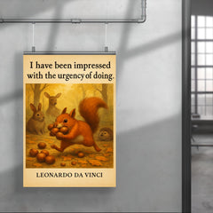 Leonardo da Vinci quote urgency of doing energetic squirrel gathering poster 4