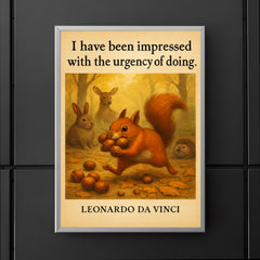 Leonardo da Vinci quote urgency of doing energetic squirrel gathering poster 5