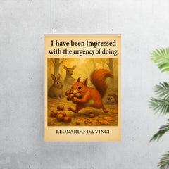 Leonardo da Vinci quote urgency of doing energetic squirrel gathering poster 7