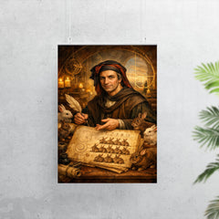 Leonardo Fibonacci with rabbit sequence manuscript poster 7