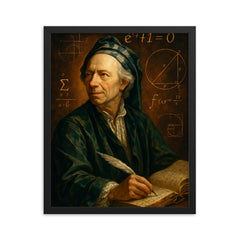 Leonhard Euler framed print on a plain backdrop in size 16"x20".