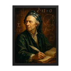 Leonhard Euler framed print on a plain backdrop in size 18"x24".