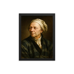 Leonhard Euler portrait framed print on a plain backdrop in size 12"x16".
