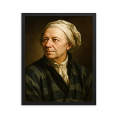 Leonhard Euler portrait framed print on a plain backdrop in size 16"x20".