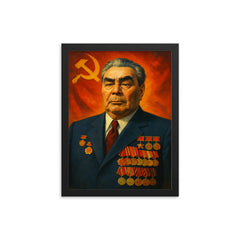 Leonid Brezhnev framed print on a plain backdrop in size 12"x16".