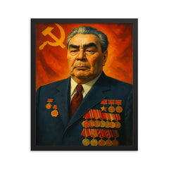 Leonid Brezhnev framed print on a plain backdrop in size 16"x20".