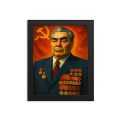 Leonid Brezhnev framed print on a plain backdrop in size 8"x10".