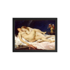 Les Deux Amies by Gustave Courbet, 1866 framed print on a plain backdrop in size 12"x16".