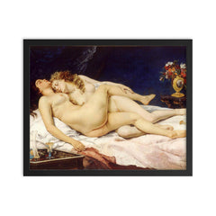 Les Deux Amies by Gustave Courbet, 1866 framed print on a plain backdrop in size 16"x20".