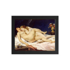 Les Deux Amies by Gustave Courbet, 1866 framed print on a plain backdrop in size 8"x10".